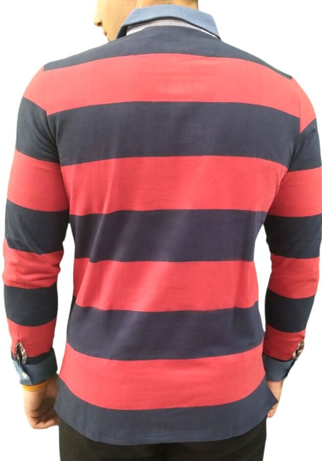 Men's 100% ORGANIC COTTON Rugby Style T-shirt - Red color