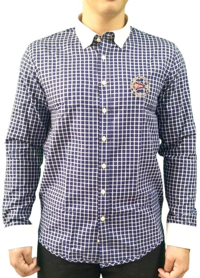 Men's shirt Fine check with white back 100% Cotton