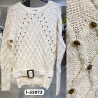 Sweater decorated with belt