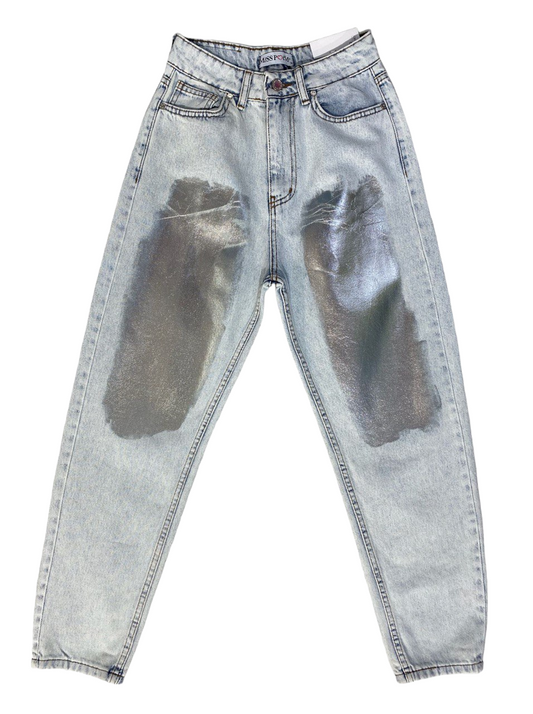 Painted silver jeans